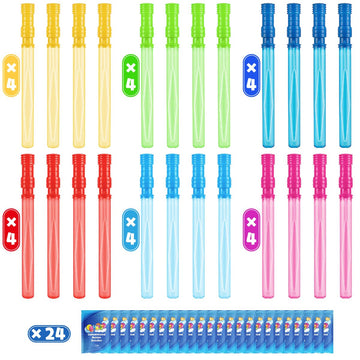 24 Pack 14 Bubble Wands, Big Bubble Wands With 24 Bubble Refill Solution, Bubbles Party Supplies For Easter, Birthday, Wedding,