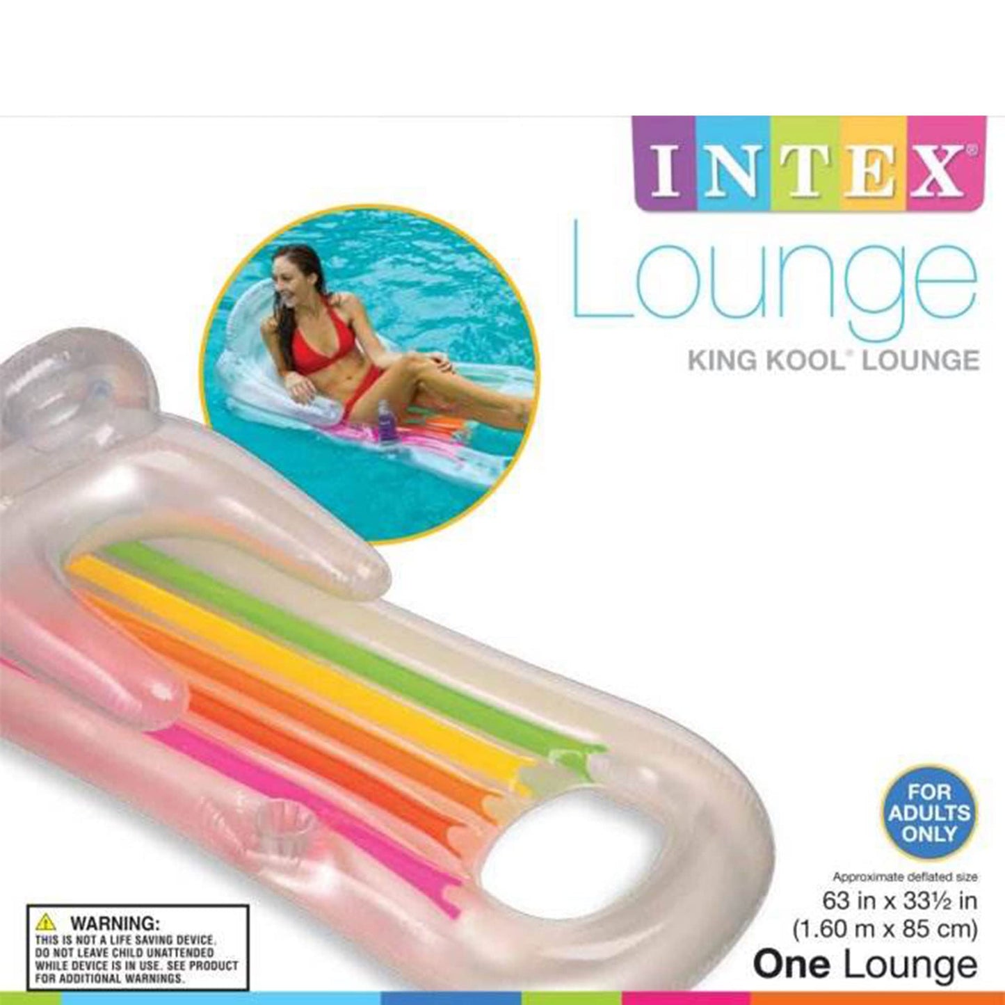 Intex King Kool Lounge Inflatable Swimming Pool Lounger With Headrest (3 Pack)