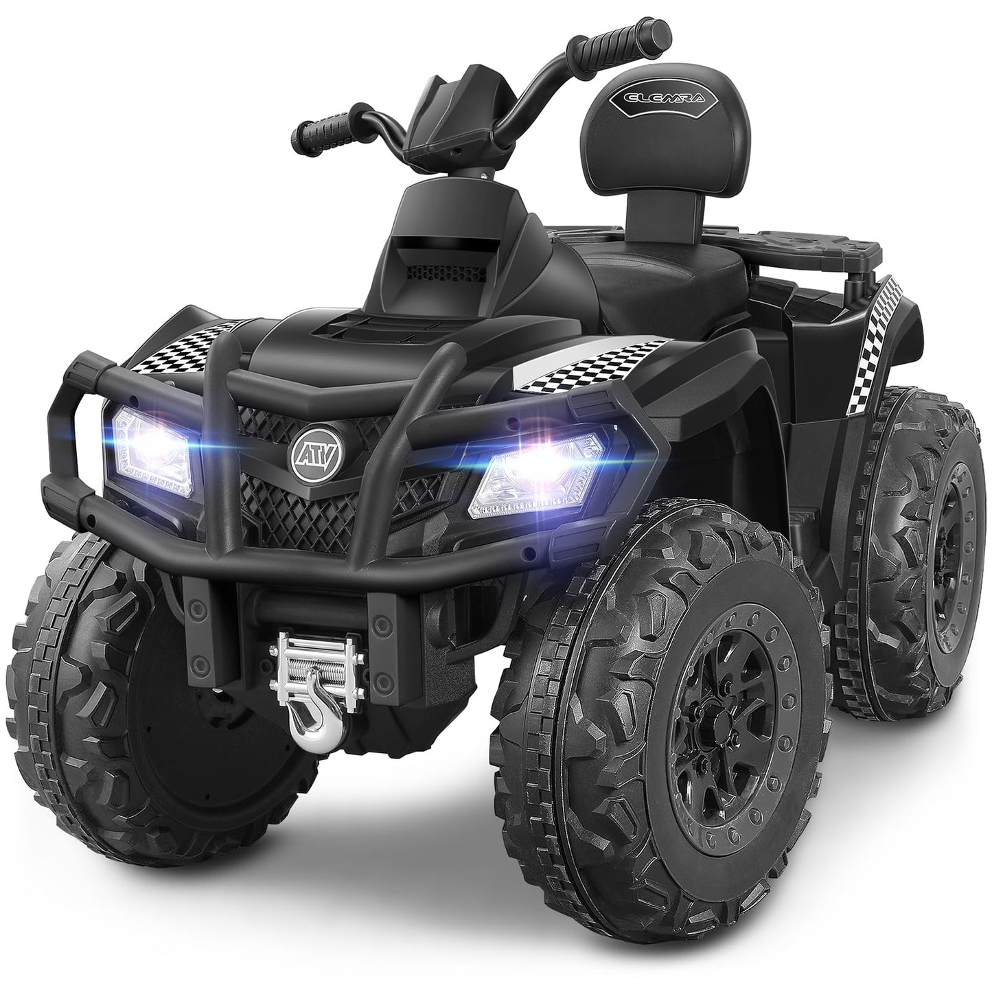 Elemara 24V 2 Seater Ride On Atv For Big Kids,Kid 4 Wheeler Quad Ride On Toy, 5Mph Max Speed,400W Motor,Electric Atv For Kids,Bl