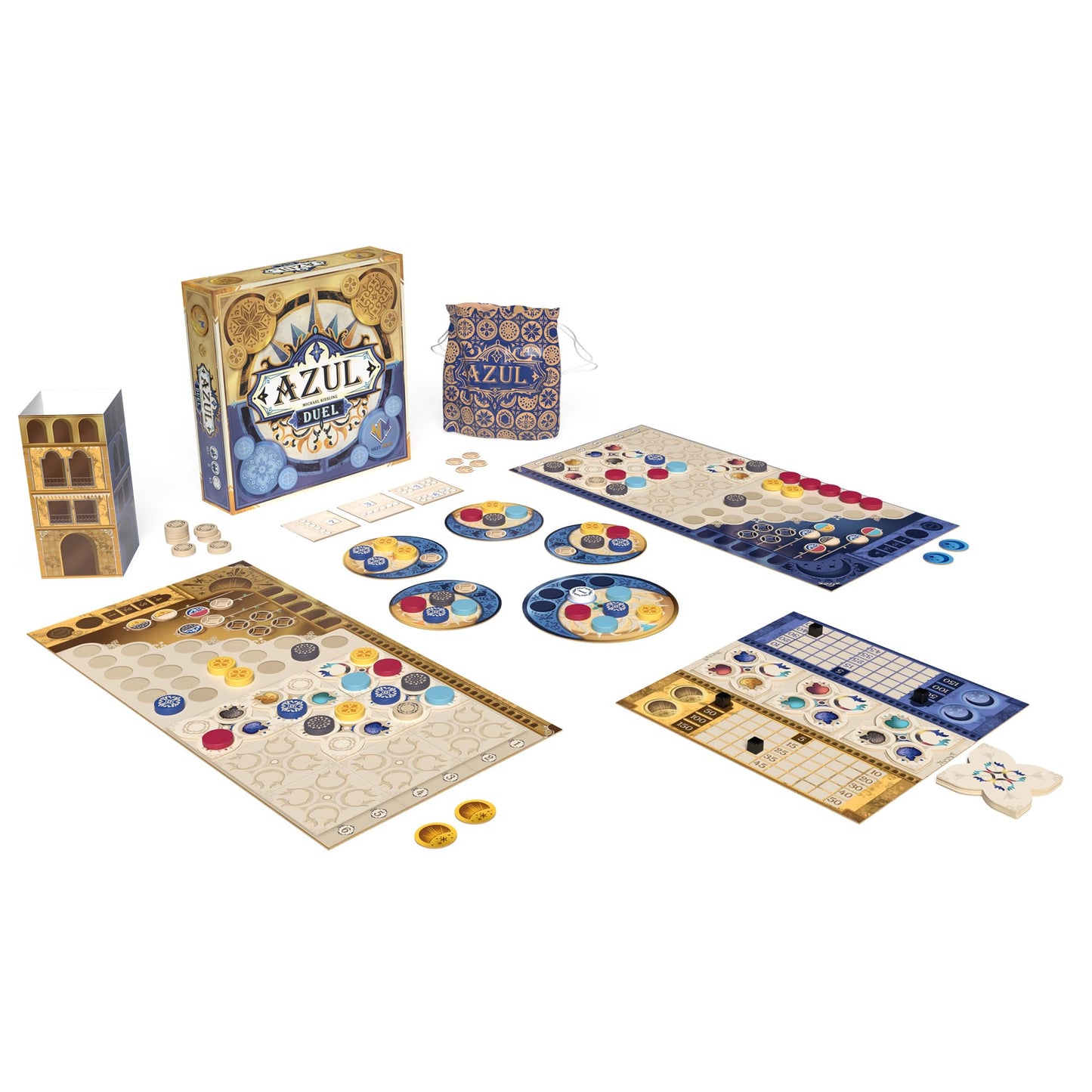 Azul Duel Board Game - Competitive Head-To-Head Tile-Placement Strategy Game, Stunning Mosaic Art And Quick Gameplay For Kids &