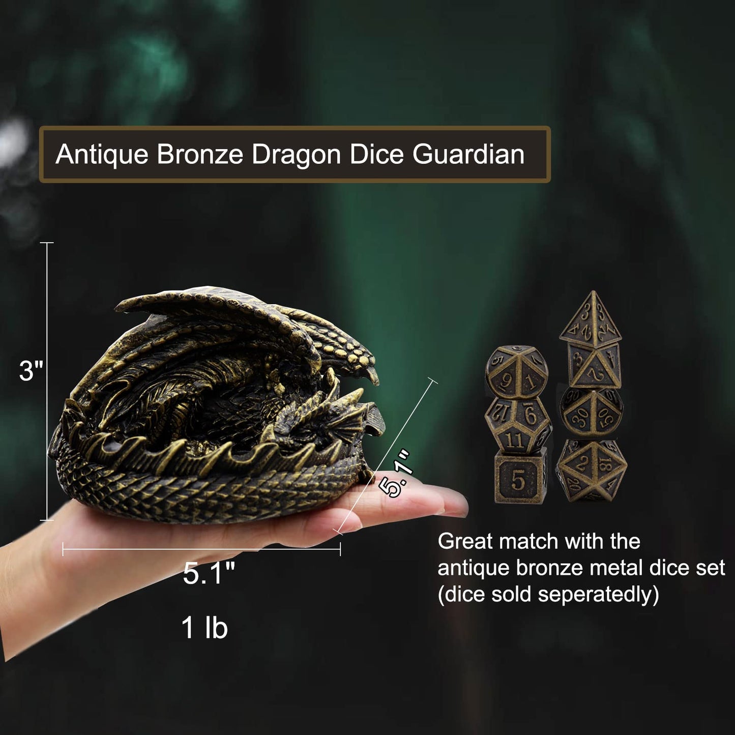 Haxtec Dragon Dice Jail Guardian DND Dice Tray Holder Dungeons and Dragons Accessories Novelty DM RPG Gift Dragon Statue Decor(A