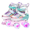 Skate Gear Rainbow Adjustable Light Up Inline/Quad Roller Skates For Girls And Boys (Pink - Quad, Medium)