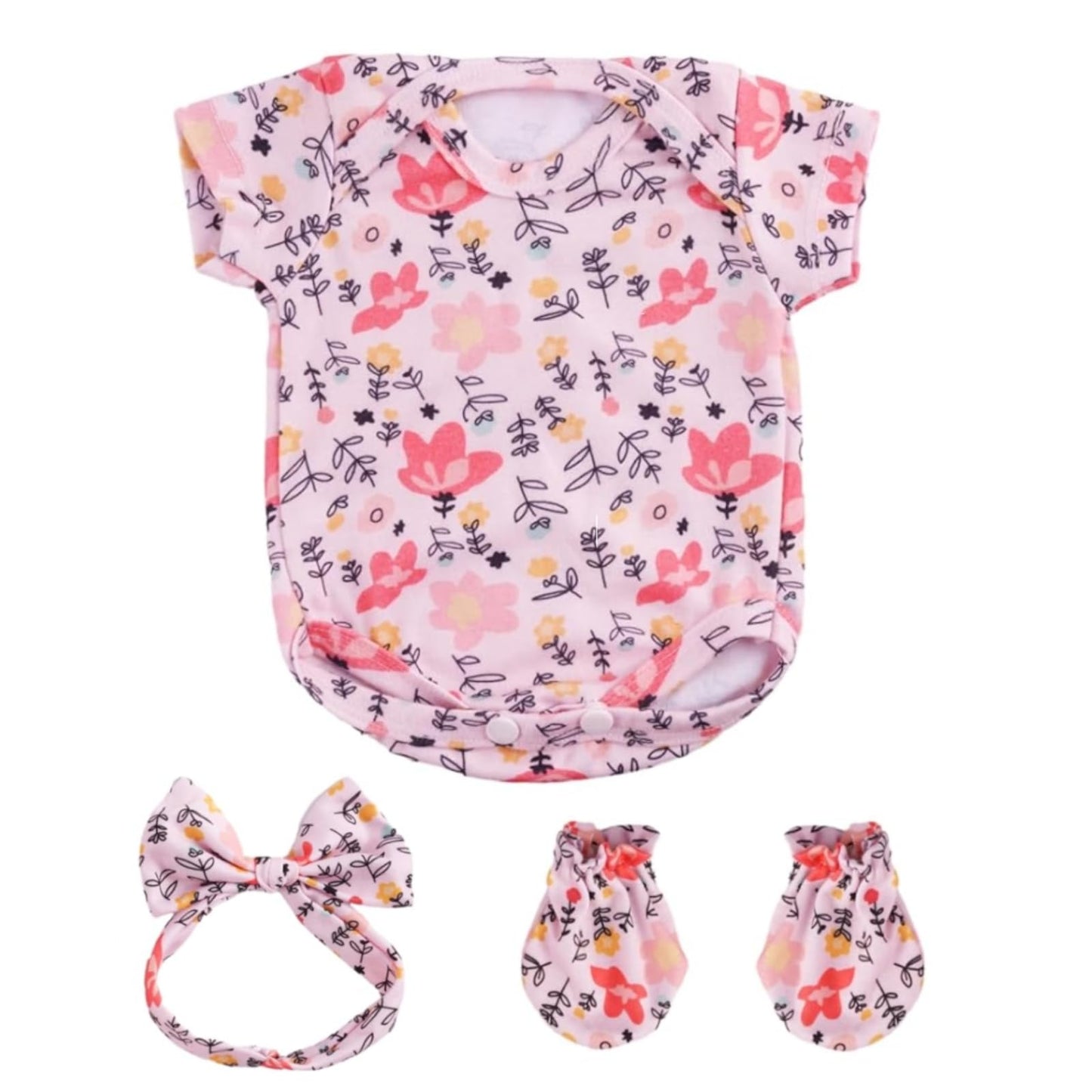 Babeside 4 Pcs Reborn Baby Doll Clothes For 17- 22 Inch Dolls, Baby Doll Clothes Outfits Doll Accessoreis With Sock, Headband Ne