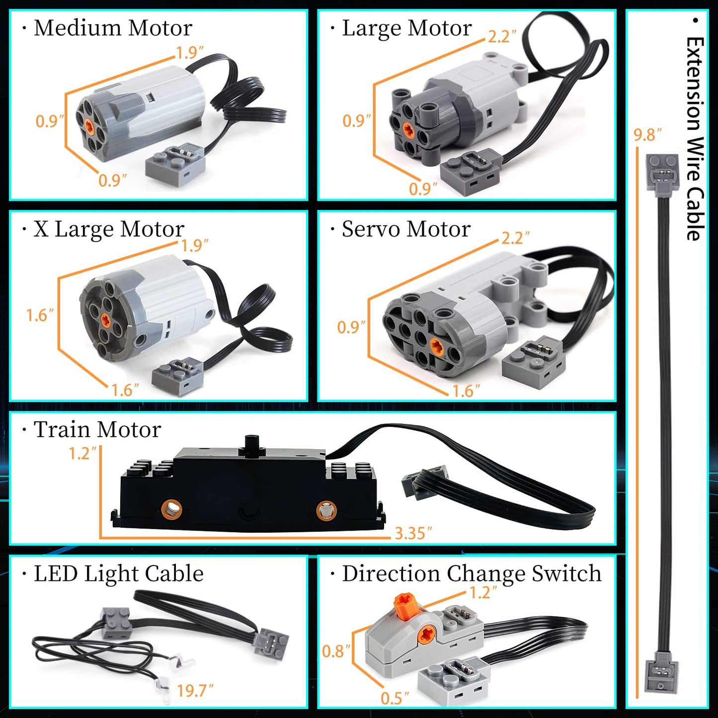 36Pcs Technical Parts Set Compatible With Lego Technic, Speed Power Functions Motor Kit, Technical Compatibility Brick Motors Ac