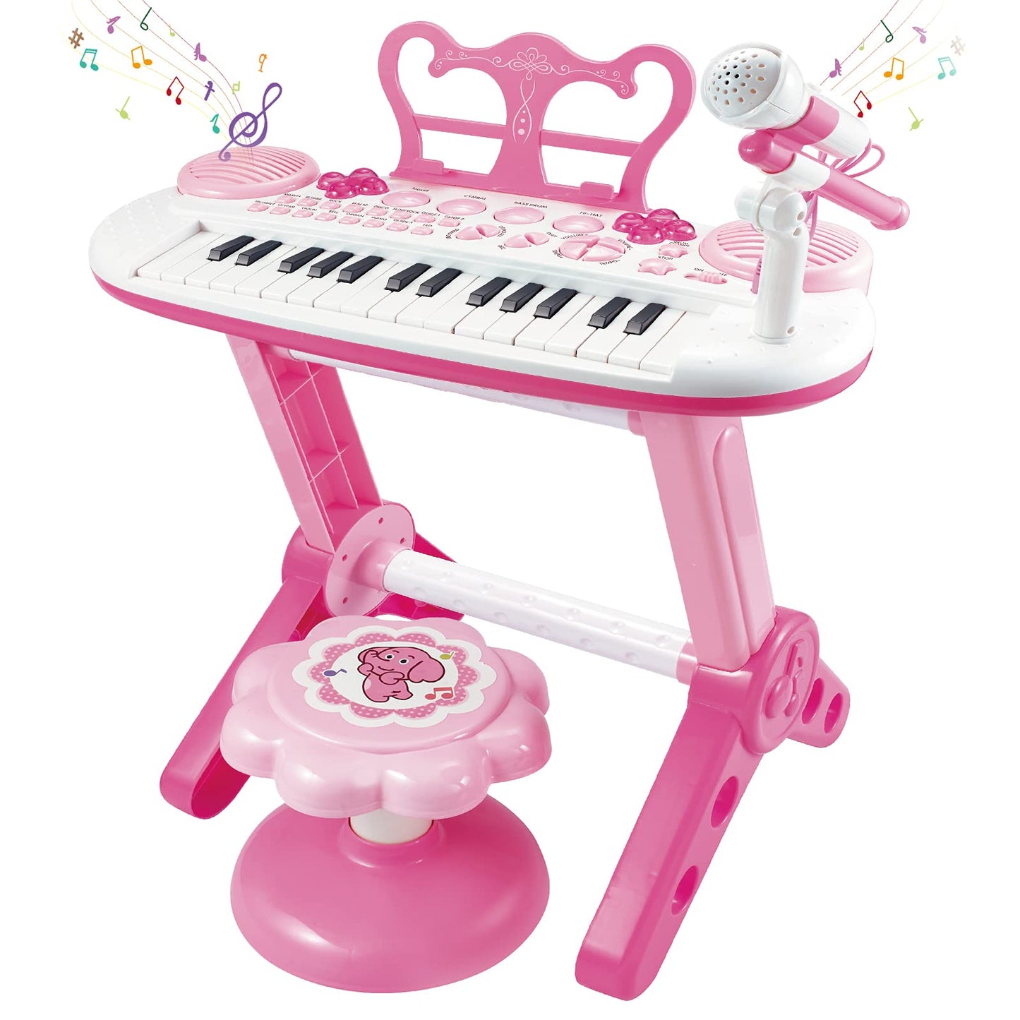 Kids Piano Keyboard Toys, 31-Keys Piano For Toddler Ages 3-5-9, Educational Toys With Microphone, Stool, Portable Multifunction