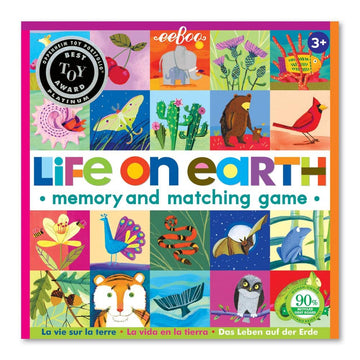 Eeboo: Life On Earth, Memory & Matching Game, Developmental And Educational, 24 Pairs To Match, Single Or Multiplayer Function, For Ages 3 And Up