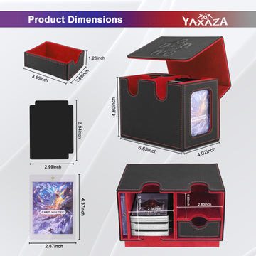 YAXAZA MTG Deck Box with Commander Display Window, Fits 200+ Double-Sleeved Cards, Strong Magnetic PU Leather CardDeck Case with