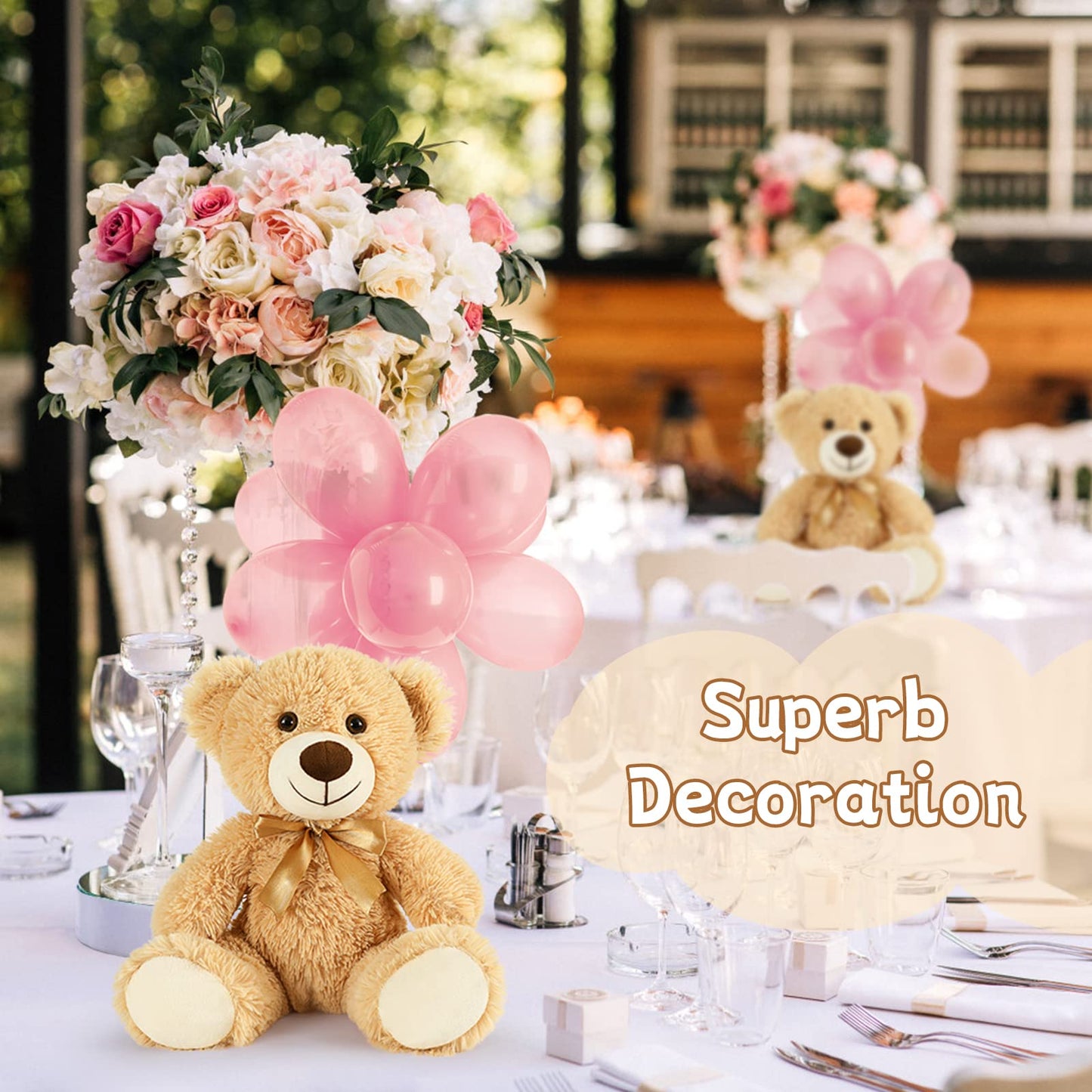 Morismos 14 Packs Bulk Teddy Bears, Small Teddy Bear Bulk Plush, Stuffed Bears Bundle For Girls Centerpiece Baby Shower 14In