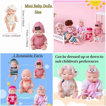 Tisden 4 Inch Mini Baby Dolls 6Pcs Set Cute Realistic Baby Dolls Toys With Handmade Doll Clothes For Suitability Kids 3 And Up H