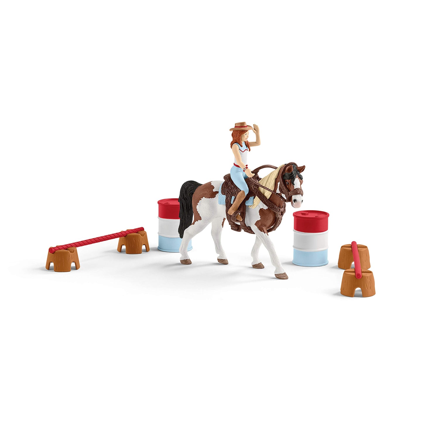 Schleich Horse Club 12-Piece Hannah'S Riding Horse Set - Rodeo Riding With Cowgirl And Horse, Realistic Western Rodeo Farm Animal Toys And Accessories, Gift For Toddlers, Boys, And Girls Ages 5+