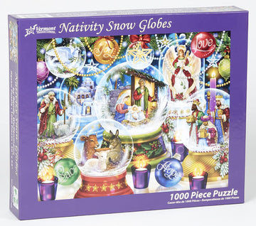 Vermont Christmas Company 1000 Piece Nativity Snow Globes Jigsaw Puzzle - Copper Material, Model VC1175