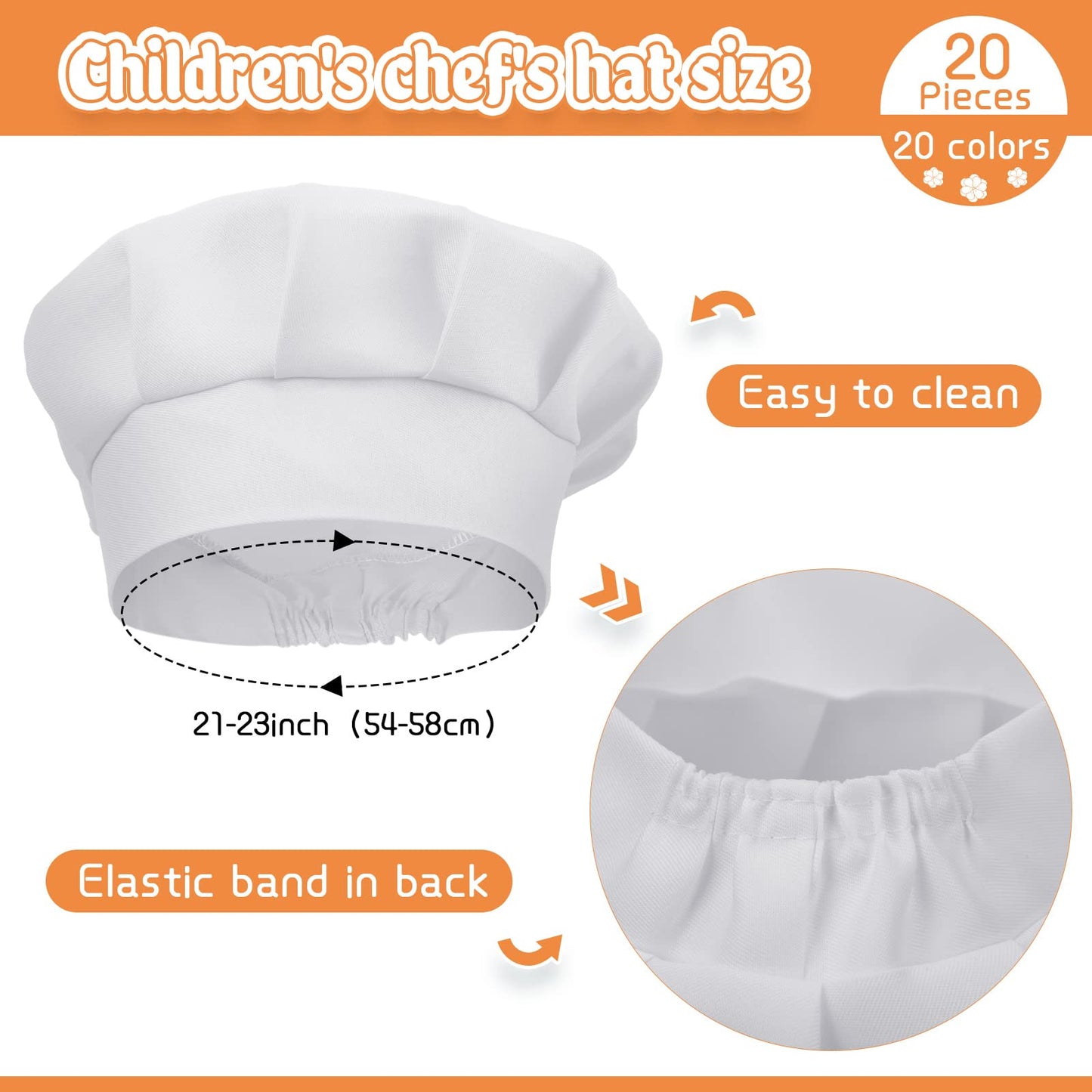 40 Pcs Kids Apron Chef Hat Set Boys Girls Aprons Chef Apron Hats Bulk for Cooking Painting Children's Bib Apron 7-13 Years (Whit