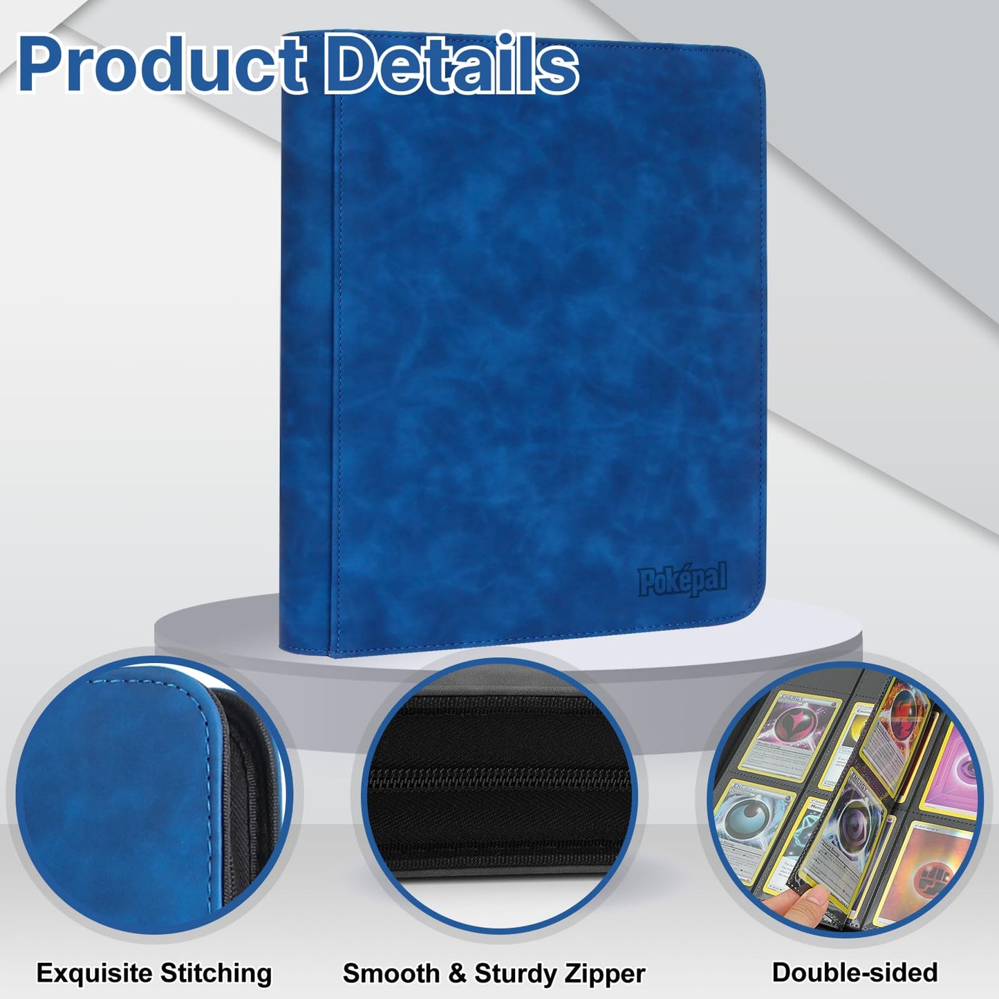 Pok?pal Trading Card Binder 12 Pocket Card Collection Binder for 720 Cards enhanced Card Book Double Sided Pocket Collector Album Holder Folder for TCG PM MTG OPCG YGO Sports Cards (Sapphire Blue)