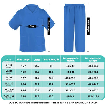 Mizzuco Doctor Costume For Kids,Toddler Nurse Scrubs Halloween Dress Up Cosplay For Boys Girls 3-12 Years (Blue, L-130Cm/5-6Yrs)