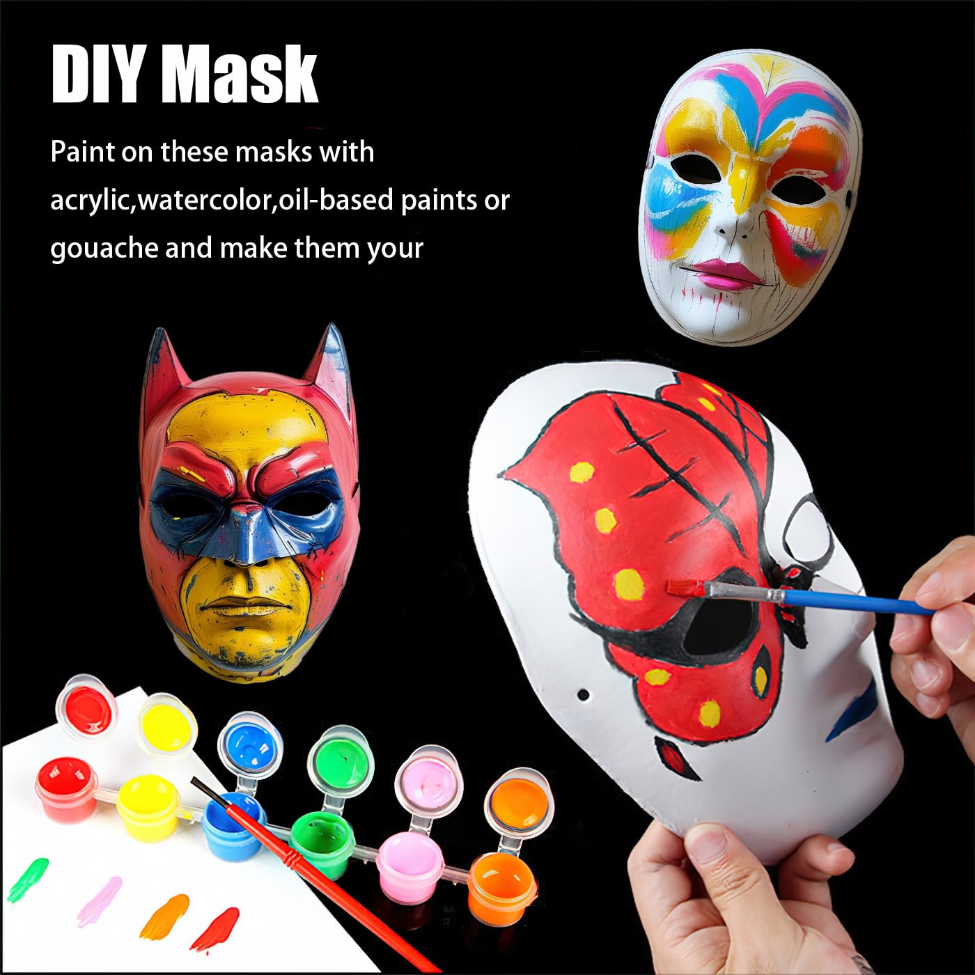 Lynkaye White Plain Masks,16 pcs DIY Unpainted Masquerade Masks Craft Mardi Gras Dance Cosplay Party Mask Costume (16 Pcs) (16pc