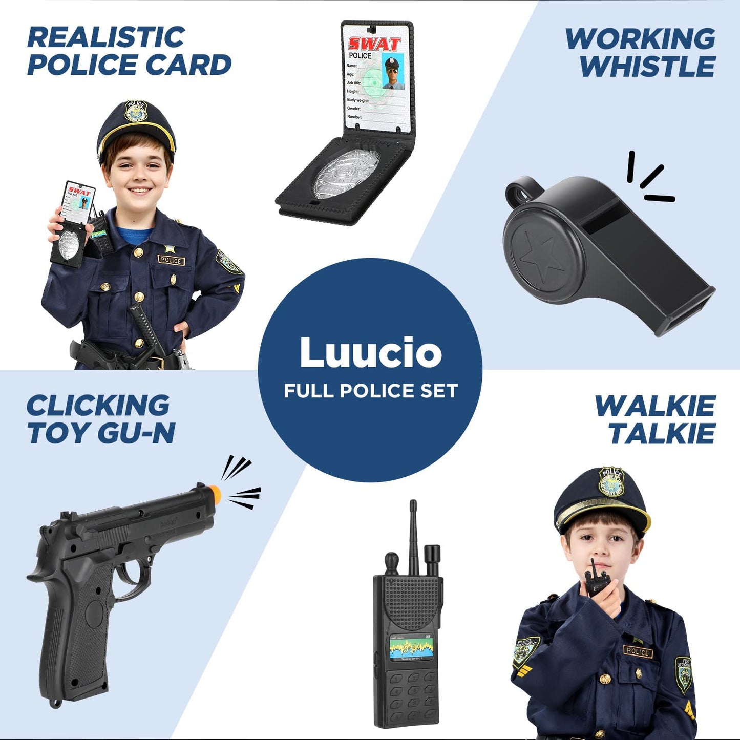 Luucio Police Officer Costume For Kids, Police Costume For Kids With Police Uniform, Halloween Costume For Kids, Dress Up, Role