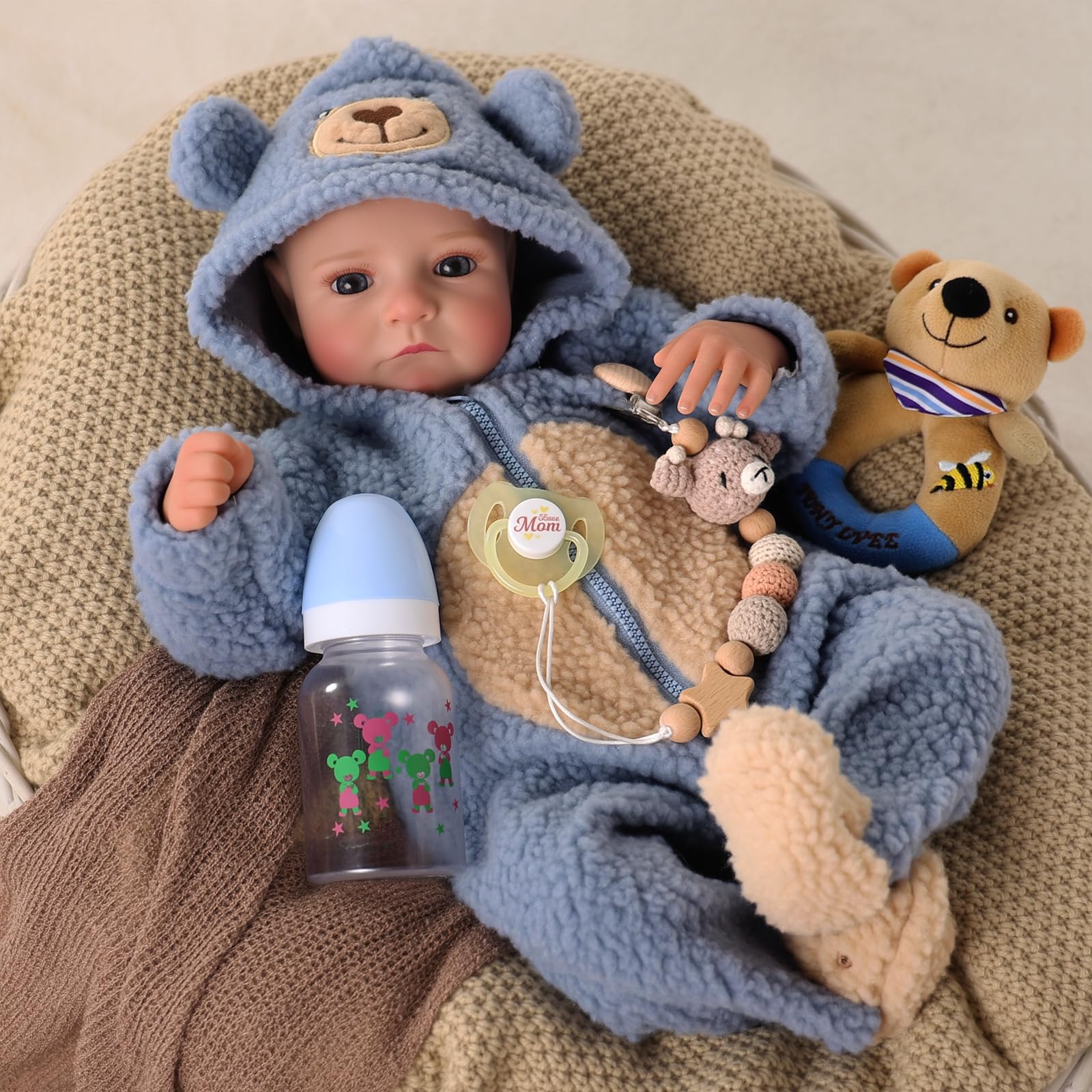Babeside Lifelike Reborn Baby Dolls Boy - Aiden 18 Inch Handmade Realistic Baby Doll Soft Body Realistic-Newborn Baby Doll With