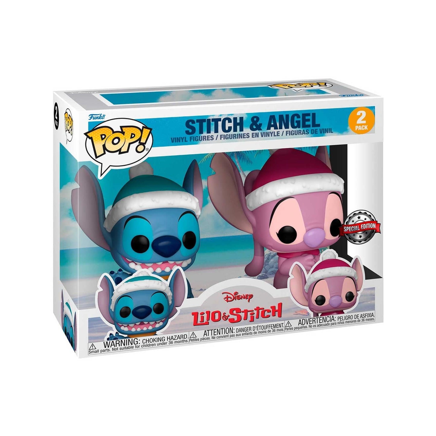 Funko Pop! 2 Pack - Stitch & Christmas Angel Special Edition, 4.5" Vinyl, Multicolored, Model 59181