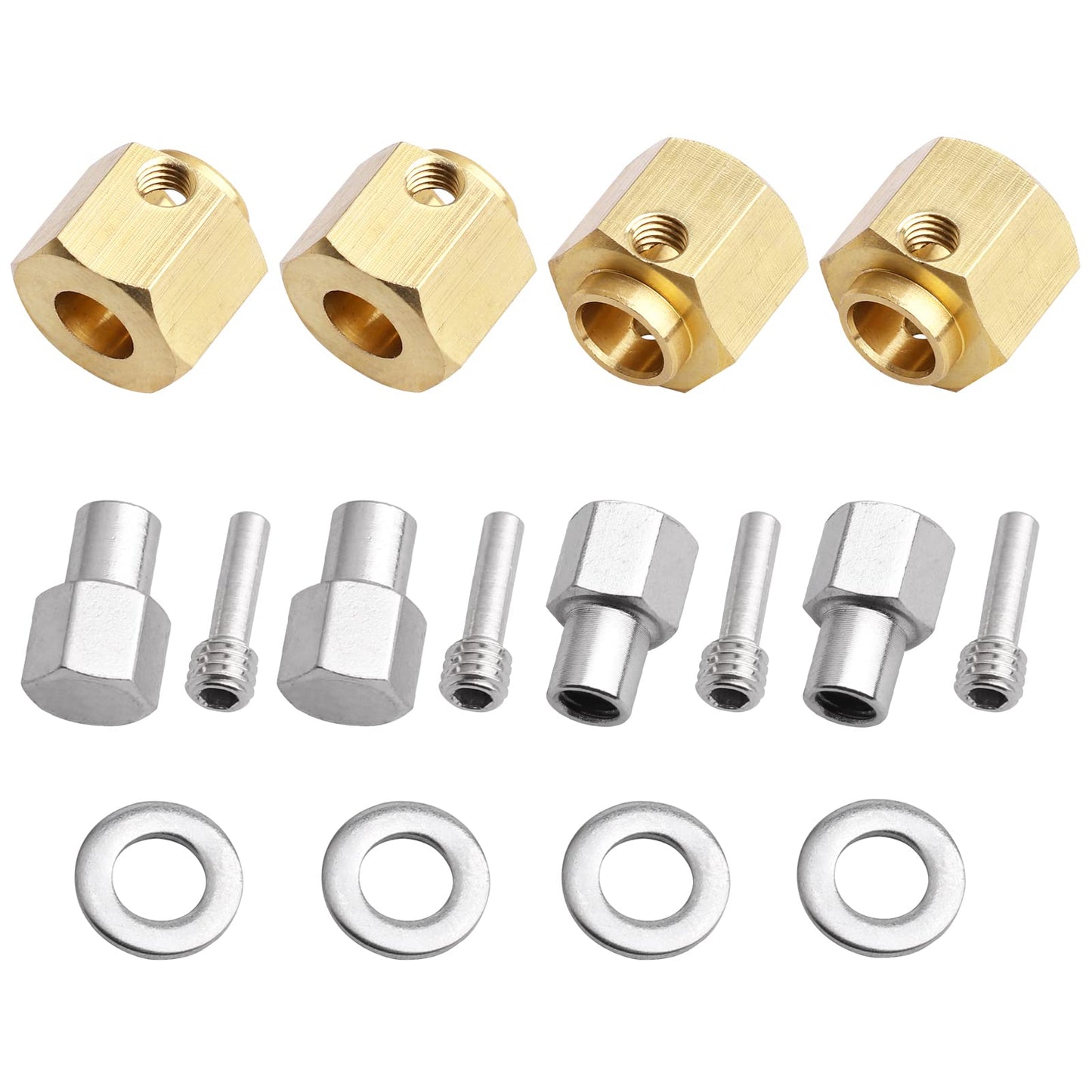 HobbyPark RC Brass Spacers Wheel Hex Hubs Extenders for TRX4 Wheels Extension Hex Drive Adapter (10mm Thickness)