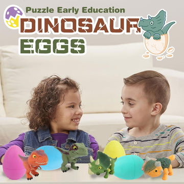 Zohanindl 5.12'' Dinosaur Egg Toy 4Pack, Exquisitely Carved Dinosaur Figures, Dinosaur Collectibles, Easter Eggs, Suitable For B