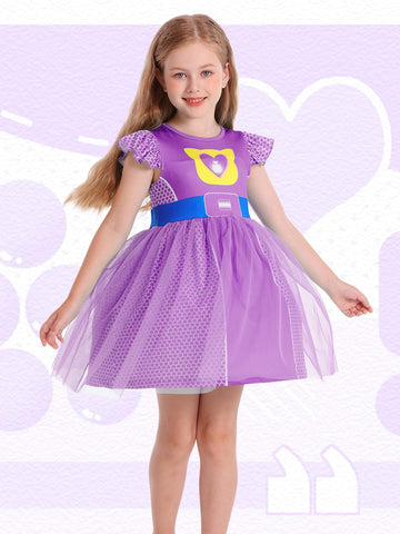 Marendyee Girls Kitties Dress Halloween Costume For Kids Tulle Mesh Cosplay Clothes