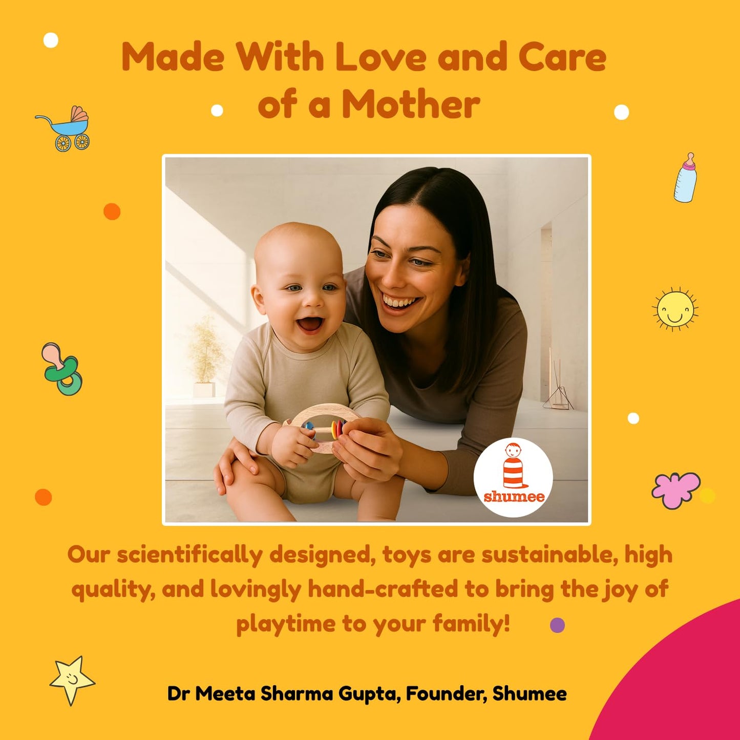 Shumee Wooden Fish Rattle Rings and Teethers for Infants | Sensory Toy | 100% Safe, Natural & Eco-Friendly | 6 Months+