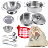 Tiny Size Cooking Pretend Play Kitchen Cooking Toys with Stainless Steel Cookware Play Pots and Pans Set