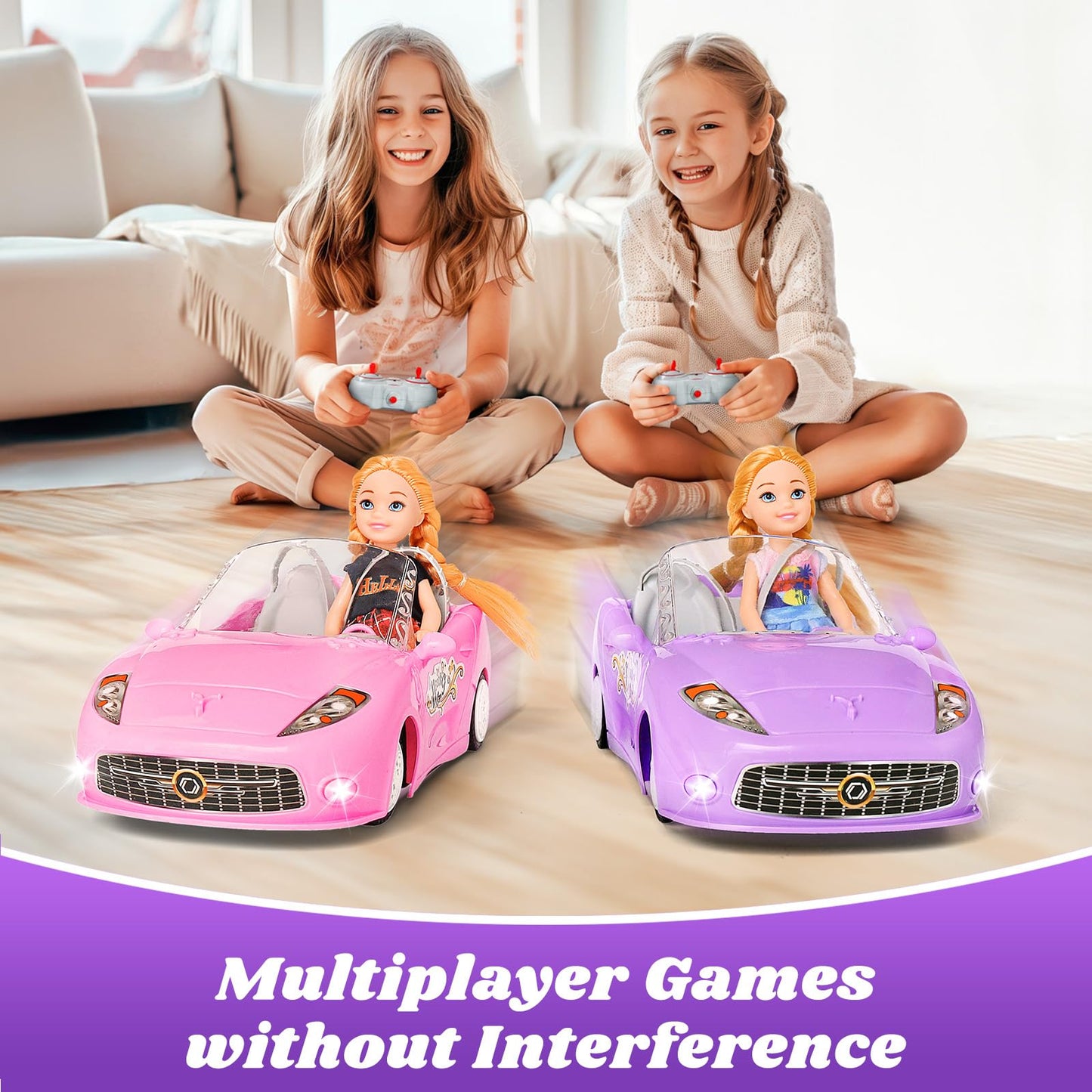 HapKid Purple Remote Control Car for Girls, 1:18 Scale RC Cars with LED Light, 2.4 GHZ Purple Truck Toy with 100 Min Long-Lastin