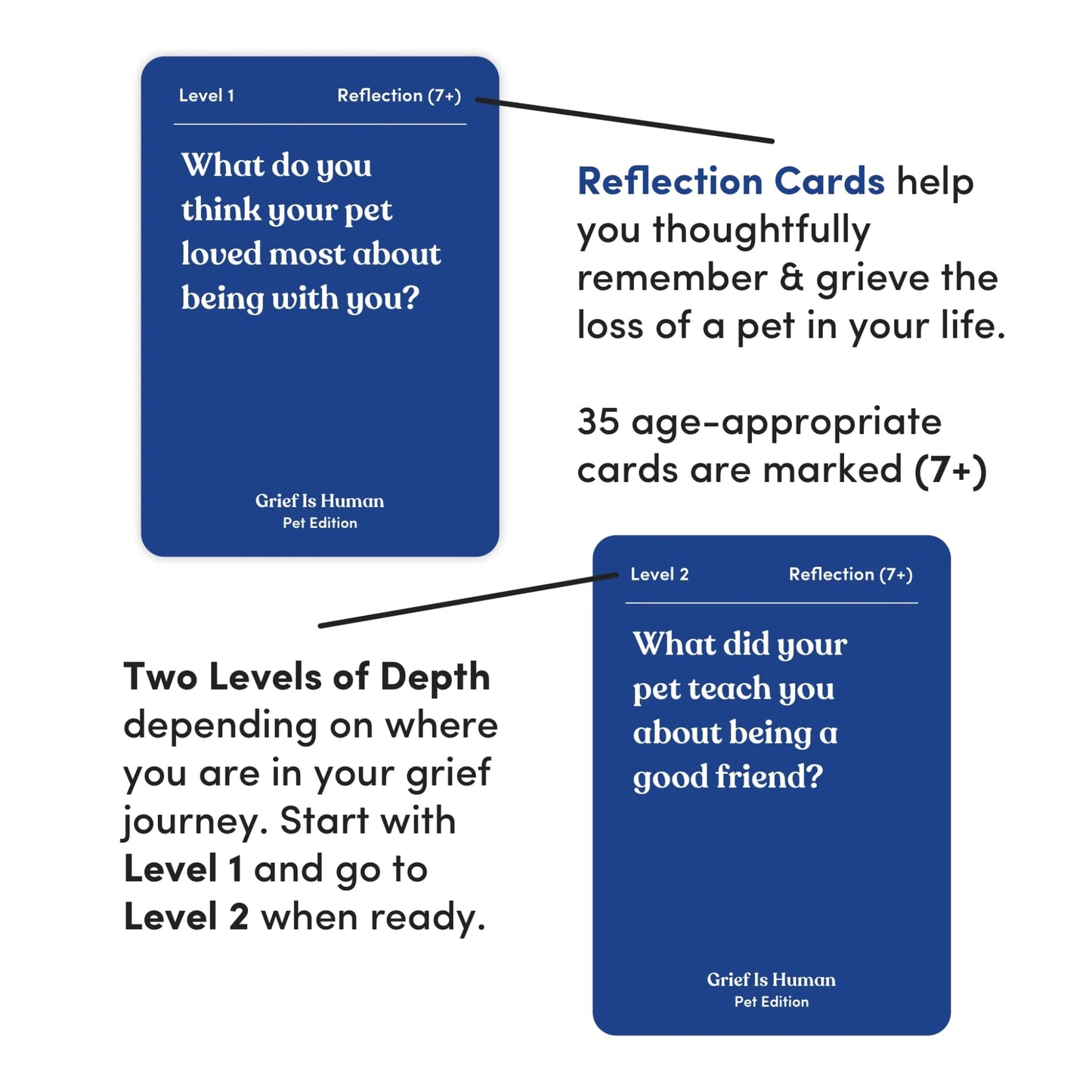Grief Is Human (Pet Edition) | Family & Friends Conversation Cards For Grieving | 70 Reflection Cards To Help You Process The Jo
