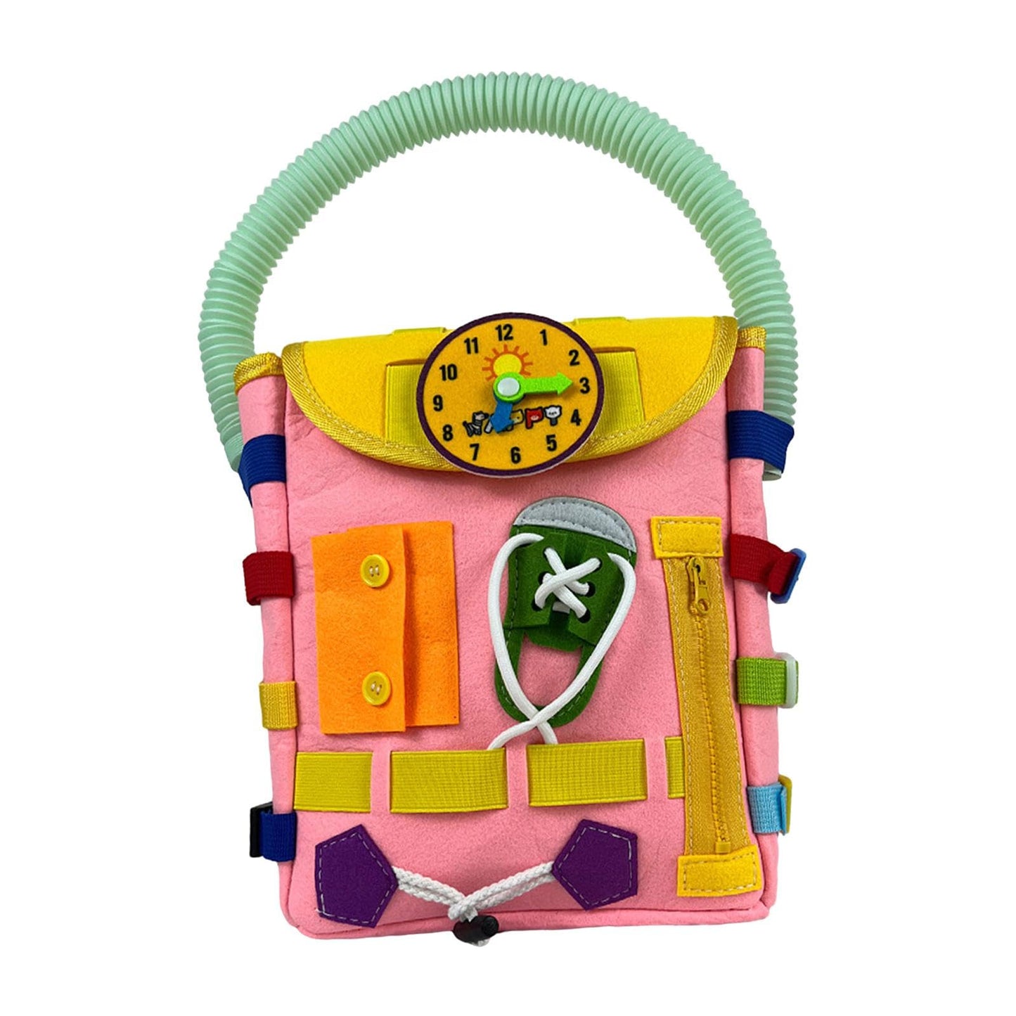 MerishoppBusy Board Toddlers Backpack Children Travel Toy Sensory Activities Bag Pink|Baby|Toys For Baby|Developmental Baby Toys
