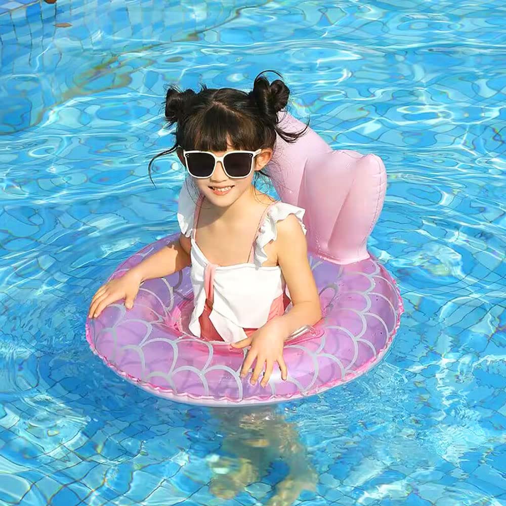 New Baby Swimming Pool Floats For Toddler Kids 0-8 Years Under 44Lb, Inflatable Swim Ring Water Raft With Seat And Handle For Summer Beach Outdoor Children Infant Bath Toys (Pink Mermaid 2)