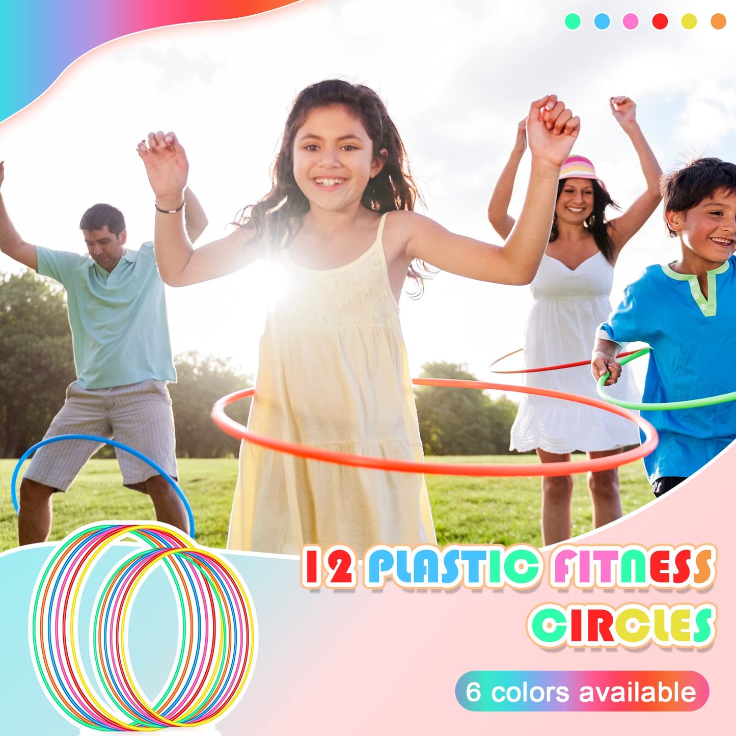 Kathfly 12 Pcs Exercise Hoops Plastic Toy for Kids Adults Bulk Hoops Kids School PE Sports Playground Playing Fitness Gymnastics