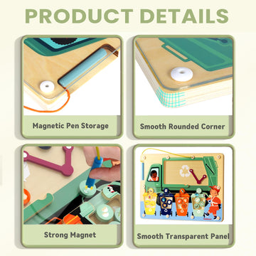 Top Bright Magnetic Color Maze Sorting Game Montessori Toys For 3+ Year Old, Wooden Garbage Magnet Educational Learning Toys, To