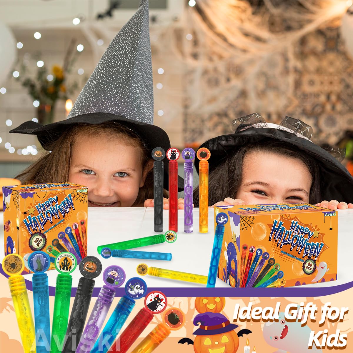 40 Pack Halloween Bubble Wands, Mini Bubble Wands For Halloween Party Favors, Toys For Girls Boys Kids Toddler Adults, Party Bag Stuffers Goodie Bag Filler, Classroom Prizes