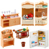 43 Pcs Dollhouse Furniture Kitchen Play Set Miniature Refrigerator With Mini Food Pots And Pans Set Pretend Play Kitchen Accessories Toys
