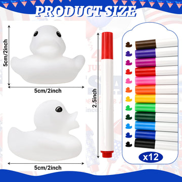 White Blank Rubber Ducks Diy, Float Bath Toy Squeaky Duckies With Waterproof Color Pens For Birthday Party Favors, Easter Party
