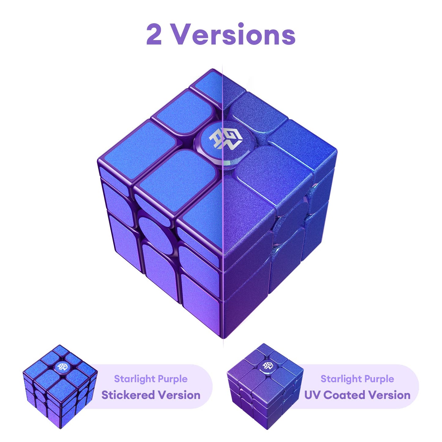 GAN MirrorM UV-Coated 3x3x3 Magnetic 48 Magnets Glitter Sparkle Mirror Speed Cube Puzzle Game Magnets Toys for Kids mature-themed Cuber Corner Cutting Solve by Shape Purple
