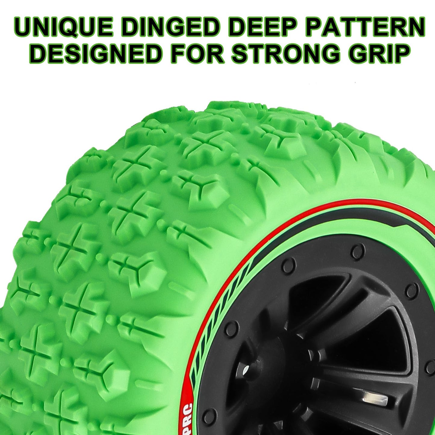 GOUPRC 12mm Hex RC Wheel Tires Set, 3.26 * 1.67 Inches 4PCS Swamp Claw Mud Terrain Tires Accessories for 1/14 1/16 RC Car Crawle