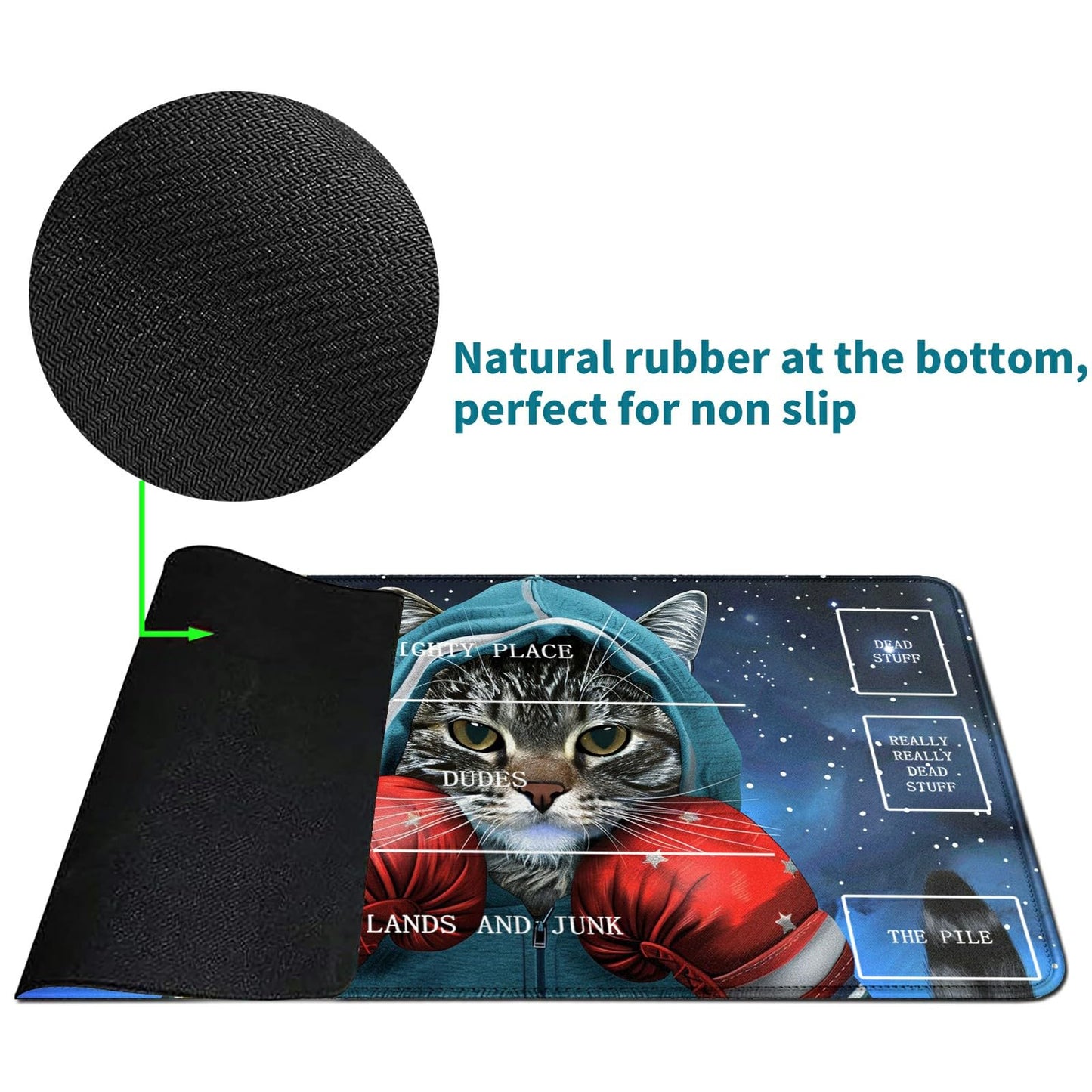 Rwutytiul Cat Card Playmat 24 X 14 Inch With Tube Bag, Card Gameplay Mat With Zones Commander Deck Board Mtg Rpg Ccg Tcg Card Ga