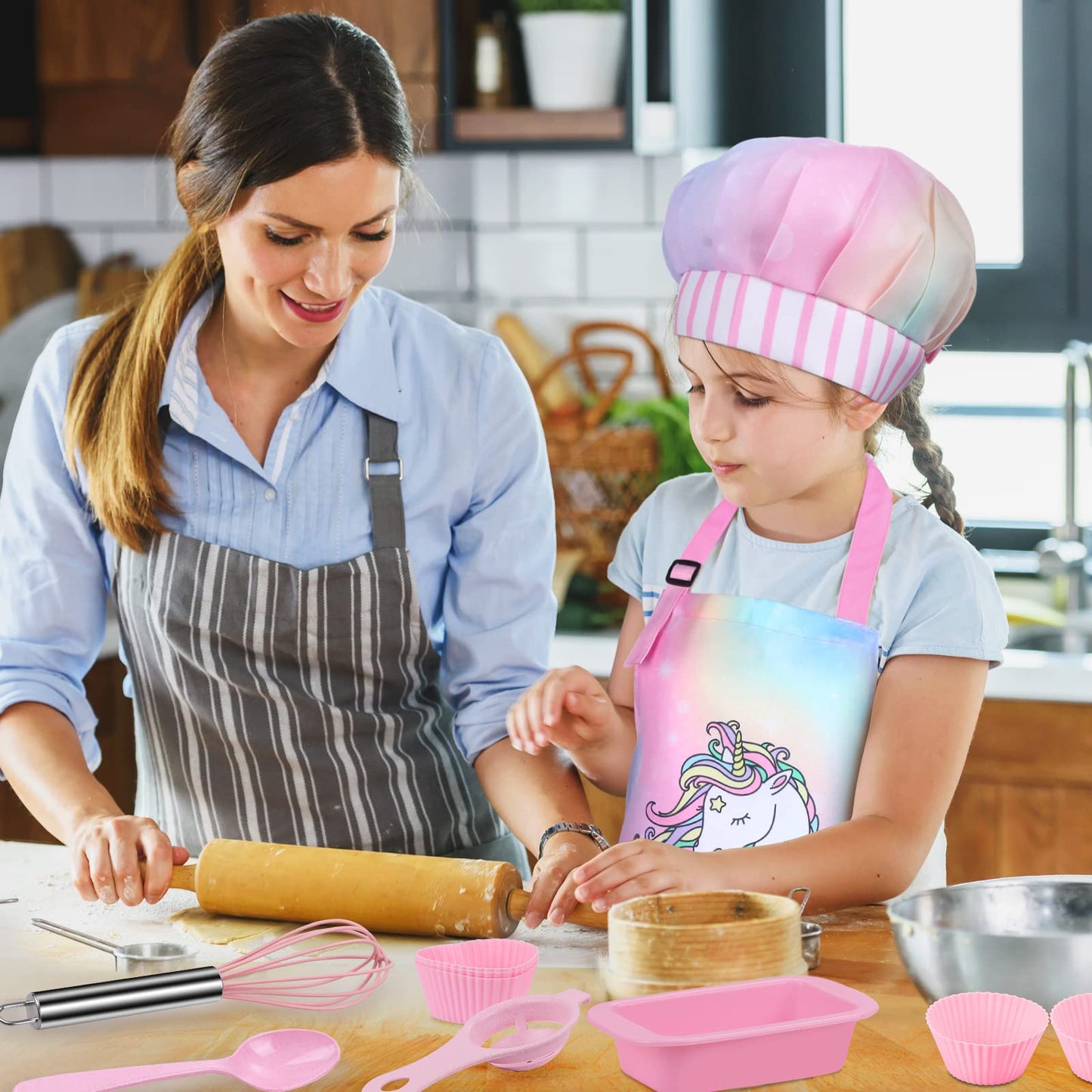 Gemeer Childrens Cooking And Baking Set 34-Pcs Includes Apron For Little Boys, Chef Hat, Oven Mitt & Utensil To Dress Up Chef Ca