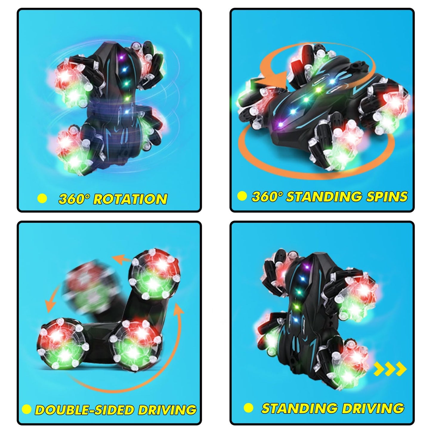 Zokugar Upgraded Gesture Sensing RC Stunt Car,360 Spins Double-Sided Hand Controlled RC Car Spray Watch Remote Control Car with