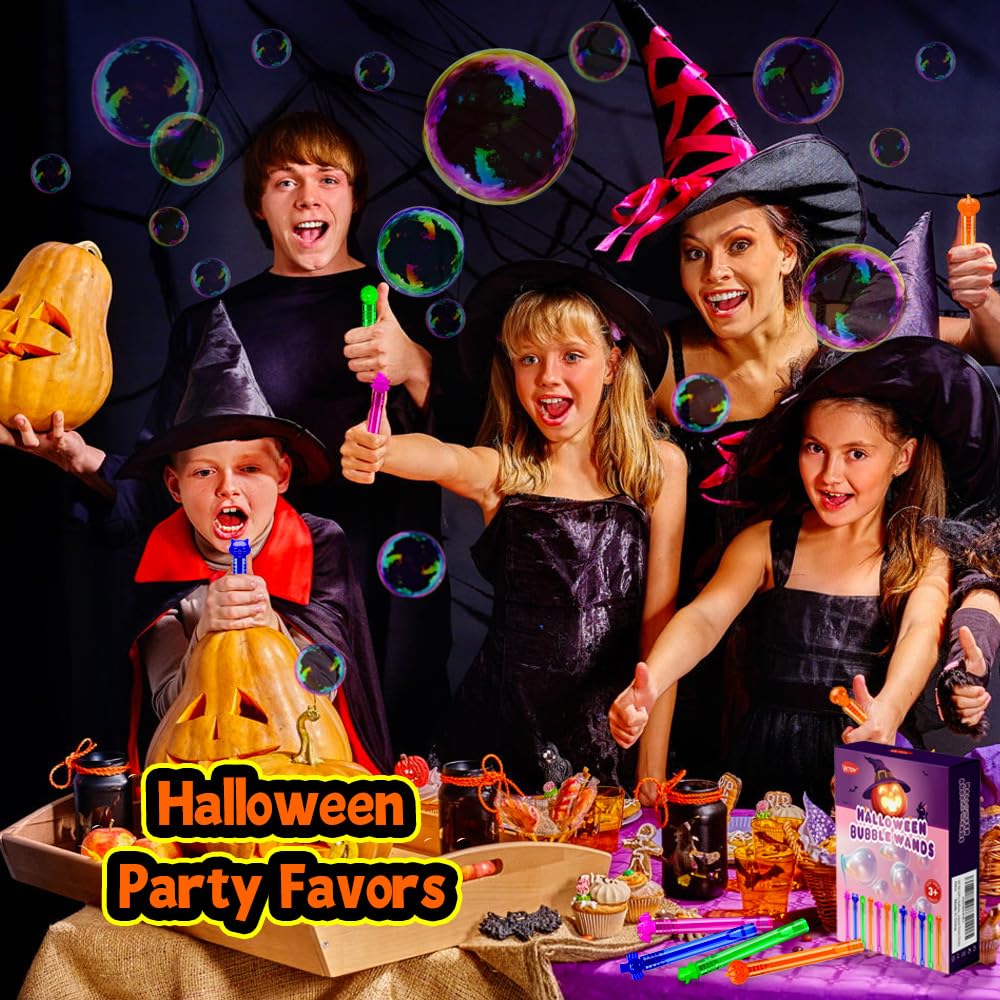 Vkten 64Pcs Halloween Bubble Wands Mini Bubbles Party Favors For Kids Halloween Party Favors Halloween Treat Bag Stuffers Goody Bag Filler Halloween Treats Prizes