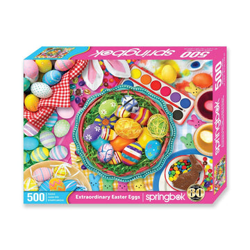 Springbok's 500 Piece Jigsaw Puzzle Extraordinary Easter Eggs - Made in USA