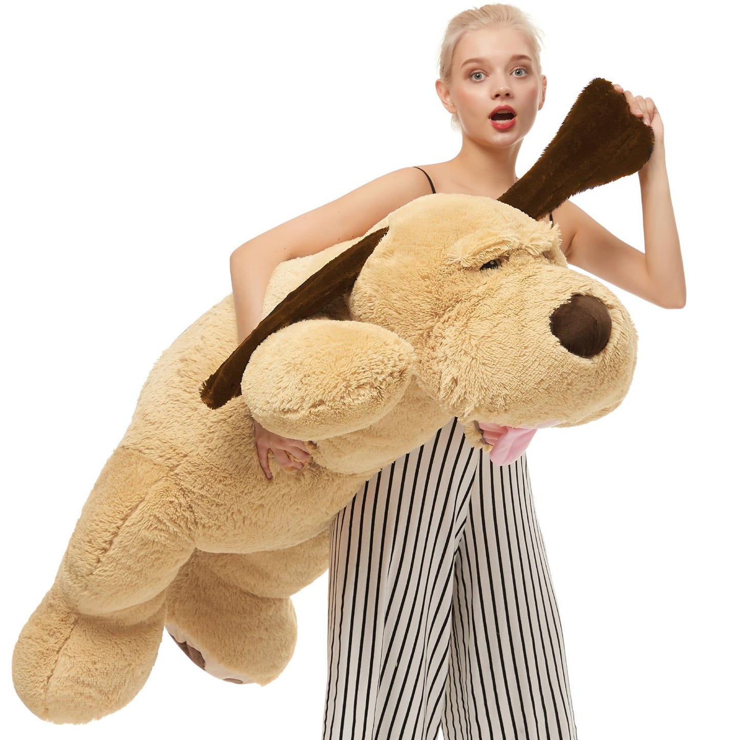Maogolan 51'' Giant Dog Plush, Life Size Large Stuffed Animal Dog, Fluffy And Cuddly Stuffed Puppy Stuffed Animal Throw Pillow T