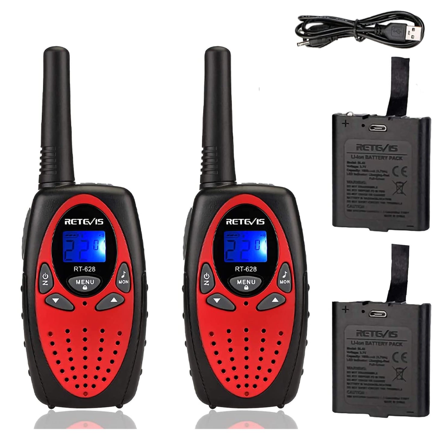 Retevis Rt628 Walkie Talkies For Kids Rechargeable,Long Range 2 Way Radio 22 Ch Backlit Lcd Screen Vox,Toys Gifts For 5-14 Years