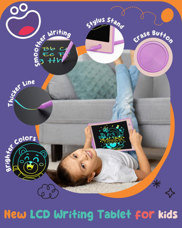 Orsen 2 Pack Lcd Writing Tablet For Kids, Colorful Doodle Board Drawing Pad For Kids, Easter Basket Stuffers For Toddler Toy Gif
