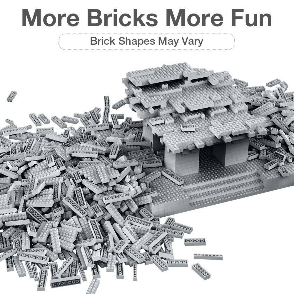 Lekebaby Building Bricks 1500 Pcs Basic Building Blocks, Compatible With All Major Brands (Gray)