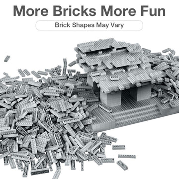 Lekebaby Building Bricks 1500 PCS - Gray Plastic Compatible Blocks