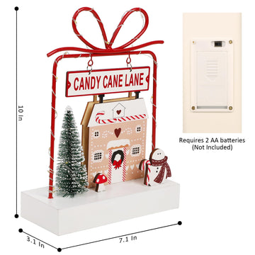 Ridota Christmas Tabletop Decoration, Wooden Lighted Christmas Decorations, Christmas Candy Cane Lane Ornaments, Battery Operate