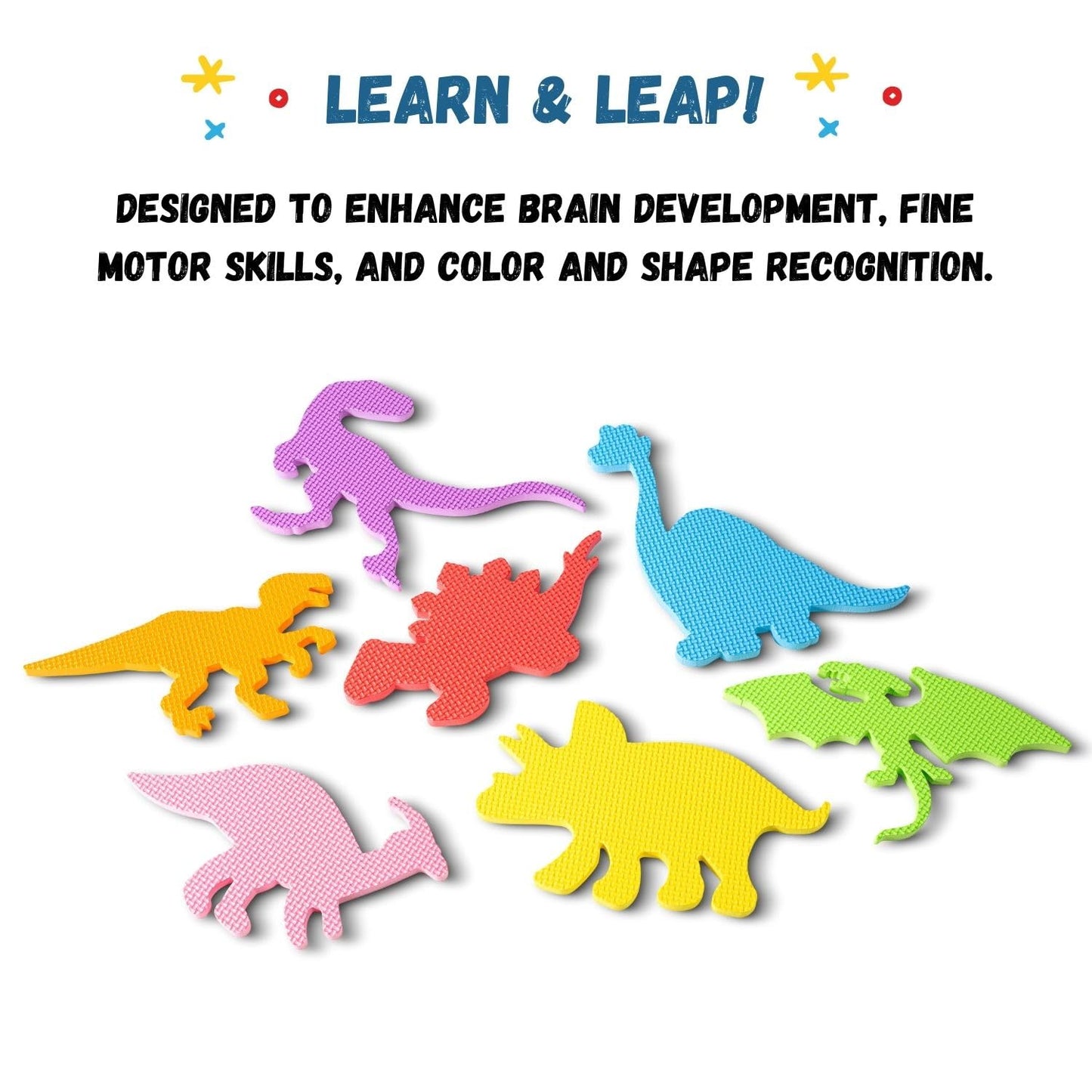 Toyvelt Baby Play Mats For Floor 48''X48'' Foam Rugs For Babies, Extra Large Baby Play Mats Comes With 9 Dinosaur Shapes, Dinosa